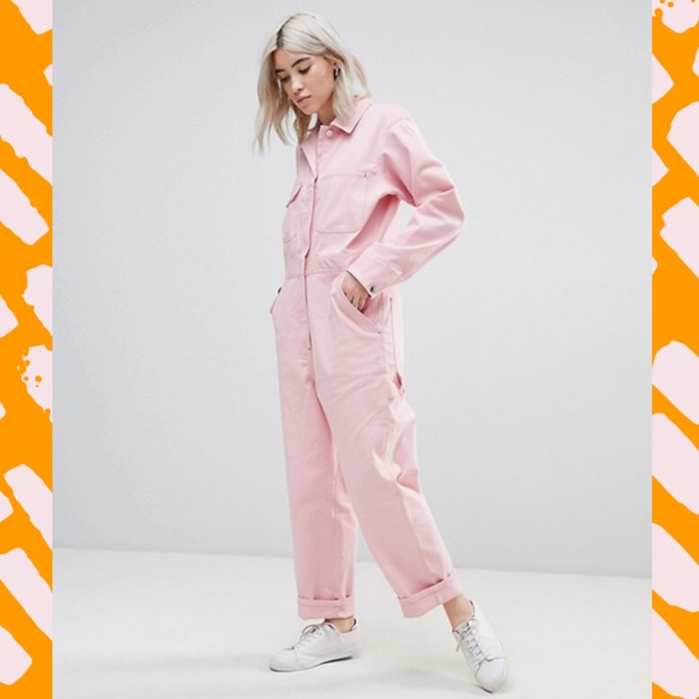 Glossier Jumpsuit Boilersuit in millennial pink